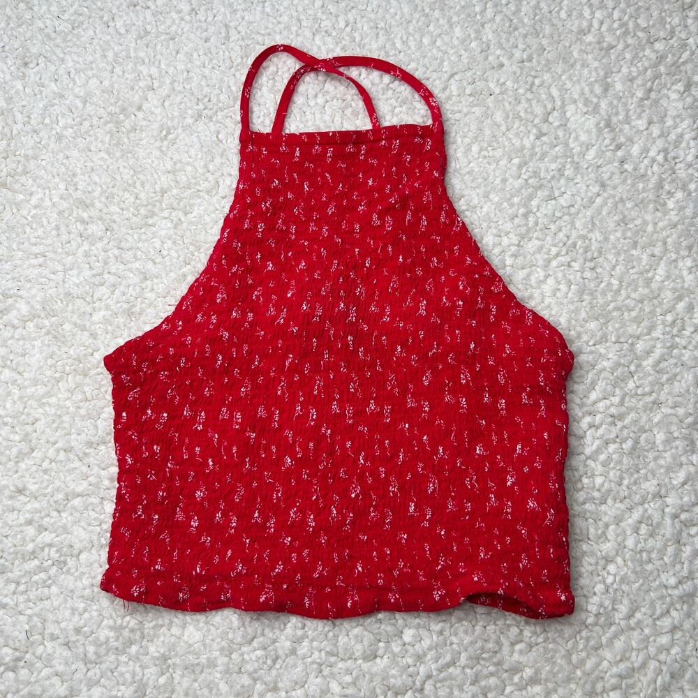 Forever 21 Red Print Crop Top Small